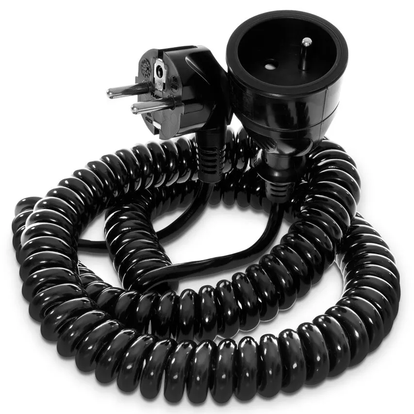 Spiralförmiges Verlängerungskabel - 3x1.0 OMY - schwarz W-97425 PLASTROL