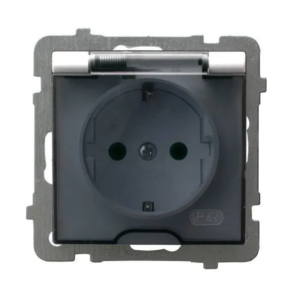 Spritzwassergeschützte Steckdose Schuko IP-44 Klappe weiss GPH-1GS/m/00/d