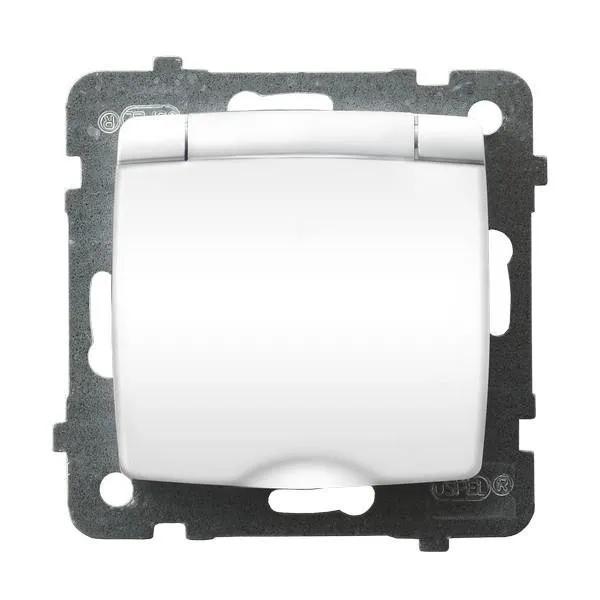 Spritzwassergeschützte Steckdose Schuko IP-44 mit Kinderschutz Deckel weiss GPH-1SSP/m/00/w