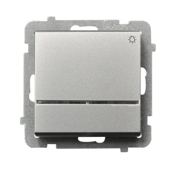 Taster "Licht" mit Hintergrundbeleuchtung blau Silber mat Ospel Sonata ŁP-5RS/m/38