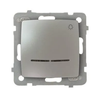 Taster "Licht" mit Hintergrundbeleuchtung blau silbern perlmuttfarben Ospel Karo ŁP-5SS/m/43