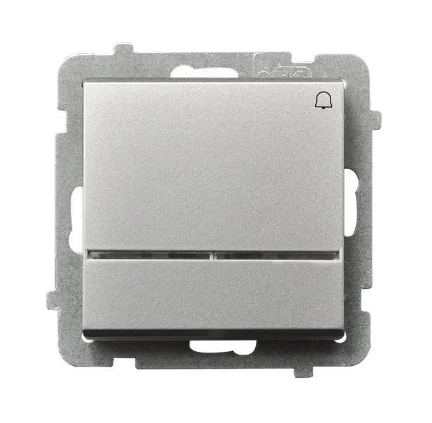 Taster mit Klingel-Symbol mit Hintergrundbeleuchtung blau Silber mat Ospel Sonata ŁP-6RS/m/38