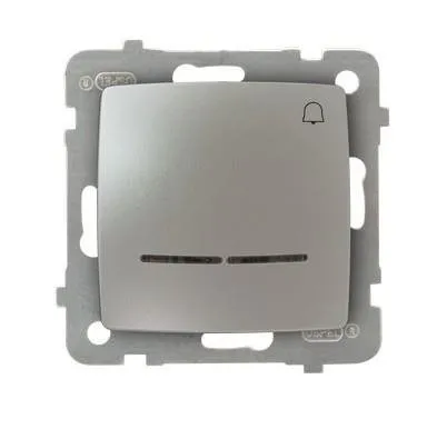 Taster mit Klingel-Symbol mit Hintergrundbeleuchtung blau silbern perlmuttfarben ŁP-6SS/m/43