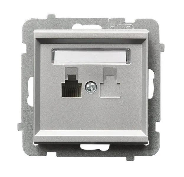 Telefonsteckdose 1-fach Silber matt Ospel Sonata GPT-1R/m/38