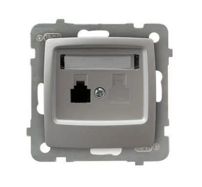 Telefonsteckdose 1-fach silbern perlmuttfarben Ospel Karo GPT-1S/m/43