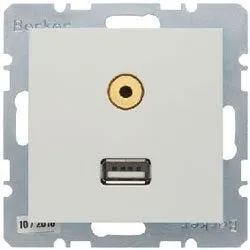 USB/3,5 mm Audio Steckdose S.1/B.3/B.7 polarweiß, glänzend 3315398989 HAGER