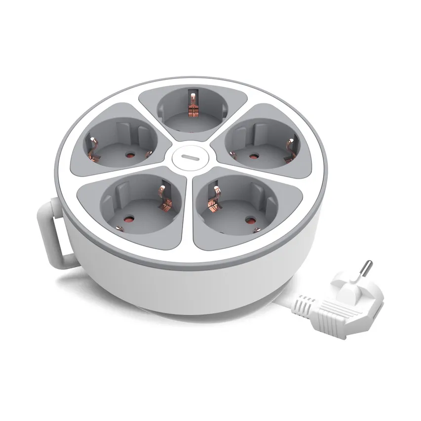 Verlängerungskabel mit 5fach Steckdose und Schalter, 2m, SCHUKO PS-570SWS/O/2 E