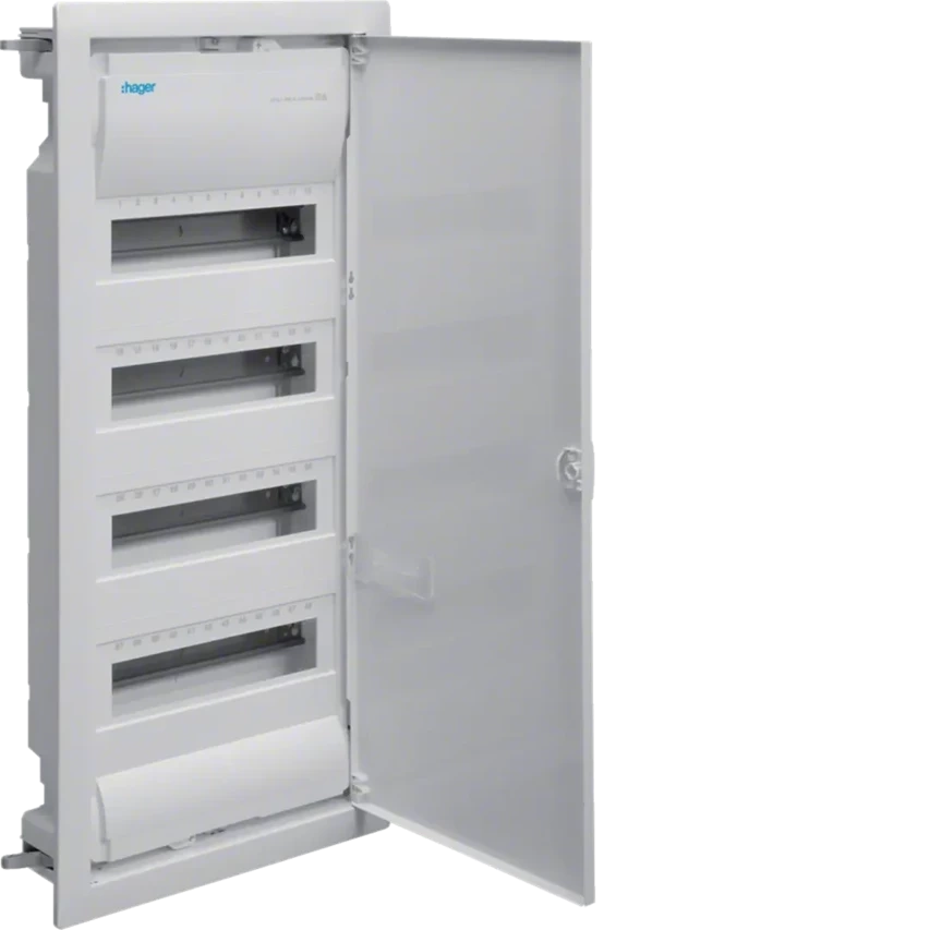 Verteilerschrank für Gipskartonwände mit 4R/48M Voltatür Hager VH48NC