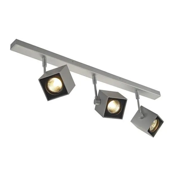 Wand- und Deckenleuchte dreiflammig QPAR51 eckig silbergrau/ schwarz max. 150 W ALTRA DICE 3 SLV 151184