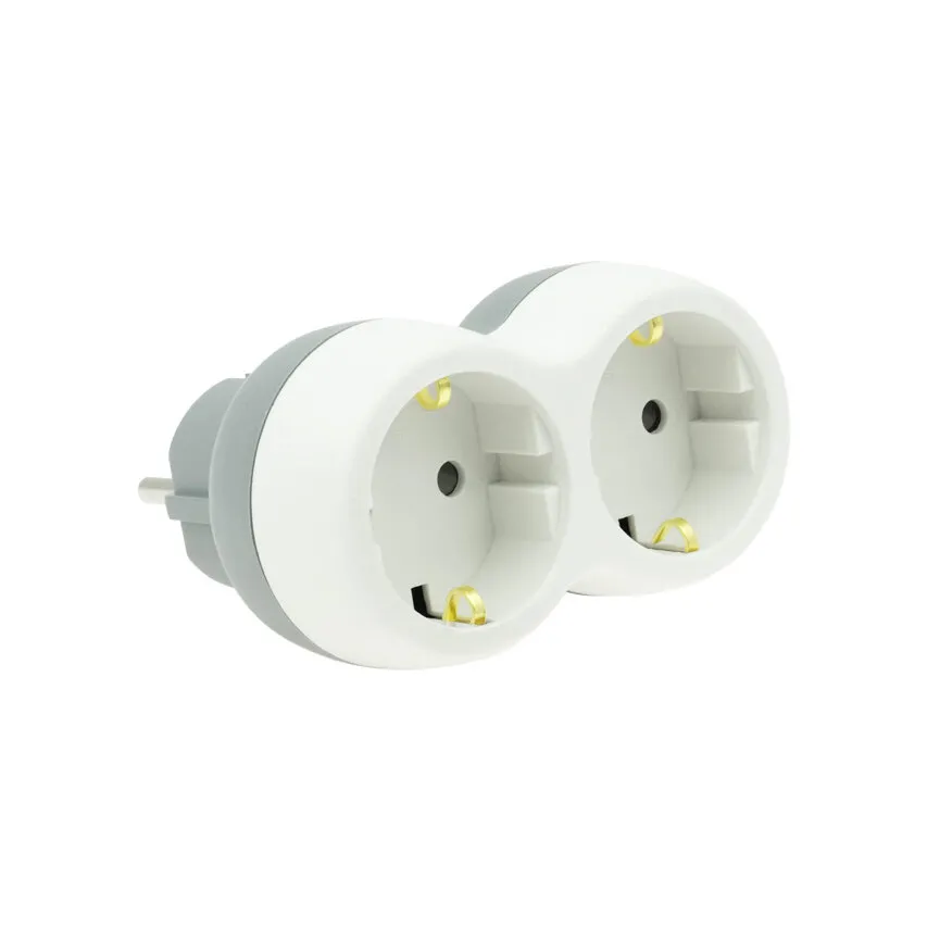 Zweipoliger Steckerverteiler Typ SCHUKO, geerdet Plastrol W-72004