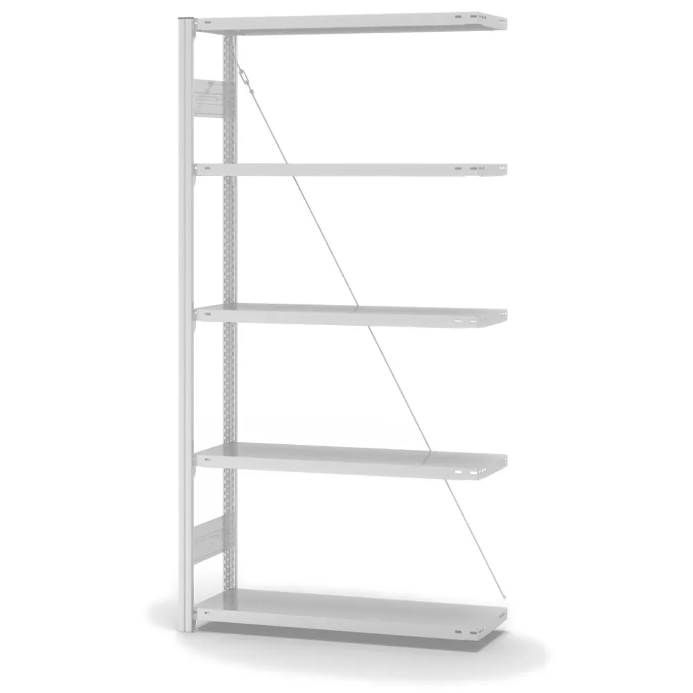 Lebensmittel-Fachbodenregal Stecksystem T-Profil | Anbauregal | HxBxT 200x100x30cm | 5 Ebenen | Fachlast 150kg | Hygienische Beschichtung | Weiß
