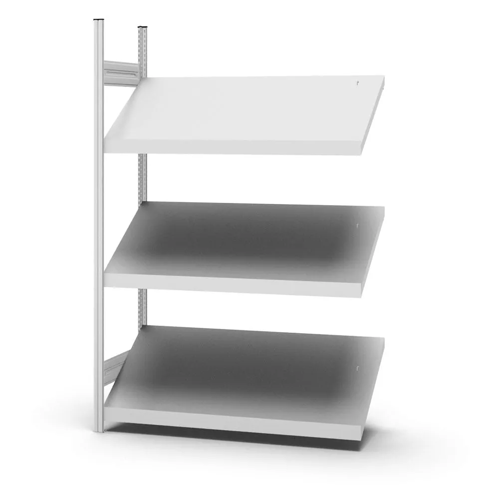 Schrägbodenregal | Anbauregal | HxBxT 200x130x40cm | 3 Ebenen | Fachlast 100kg | Lichtgrau