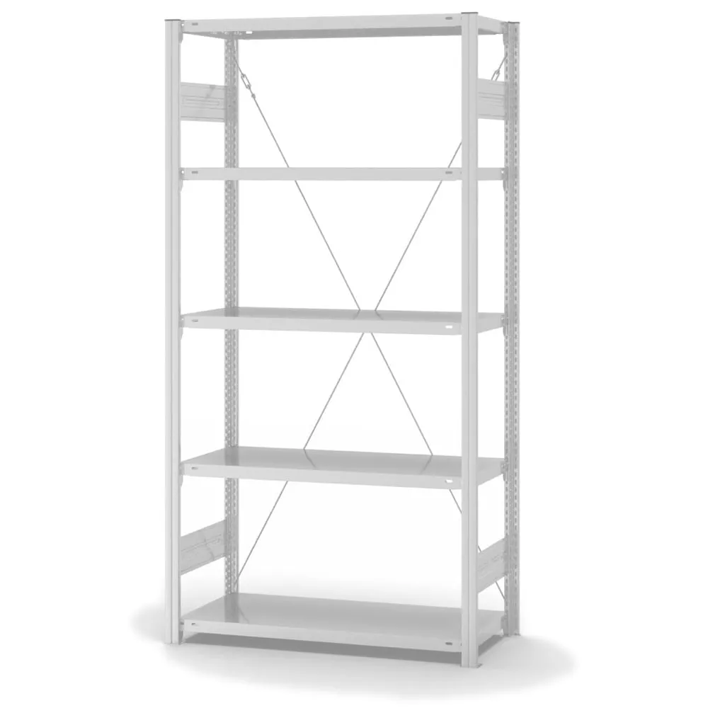 Lebensmittel-Fachbodenregal Stecksystem T-Profil | Grundregal | HxBxT 200x100x40cm | 5 Ebenen | Fachlast 145kg | Hygienische Beschichtung | Weiß