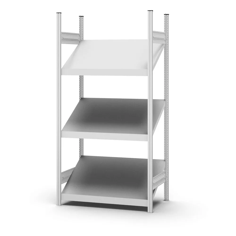 Schrägbodenregal | Grundregal | HxBxT 200x100x40cm | 3 Ebenen | Fachlast 100kg | Lichtgrau