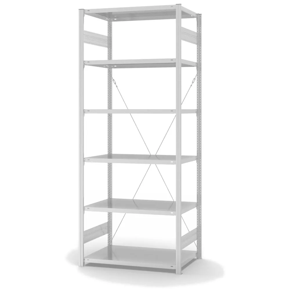 Lebensmittel-Fachbodenregal Stecksystem T-Profil | Anbauregal | HxBxT 200x100x50cm | 5 Ebenen | Fachlast 140kg | Hygienische Beschichtung | Weiß