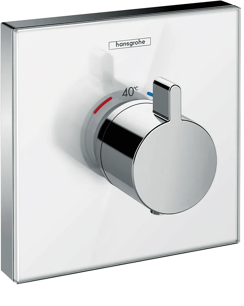 Thermostat UP ShowerSelect Glas Highflow Fertigset weiss/chrom