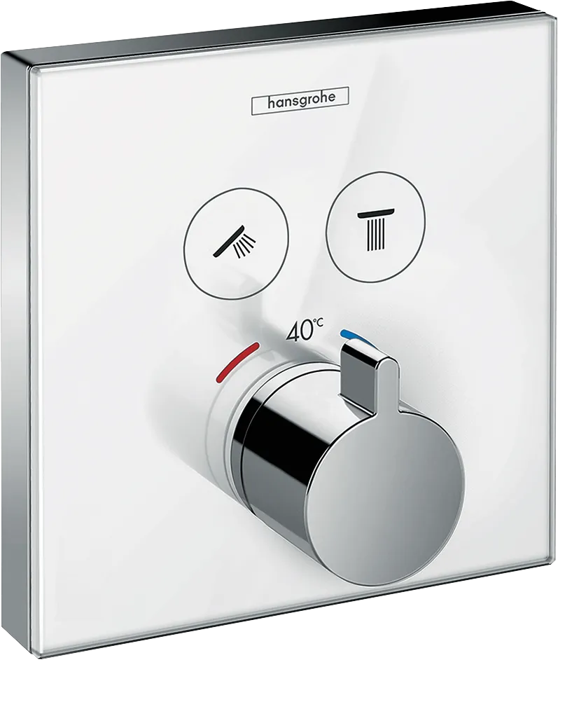Thermostat Unterputz ShowerSelect Glas 2 Verbraucher weiss/chrom