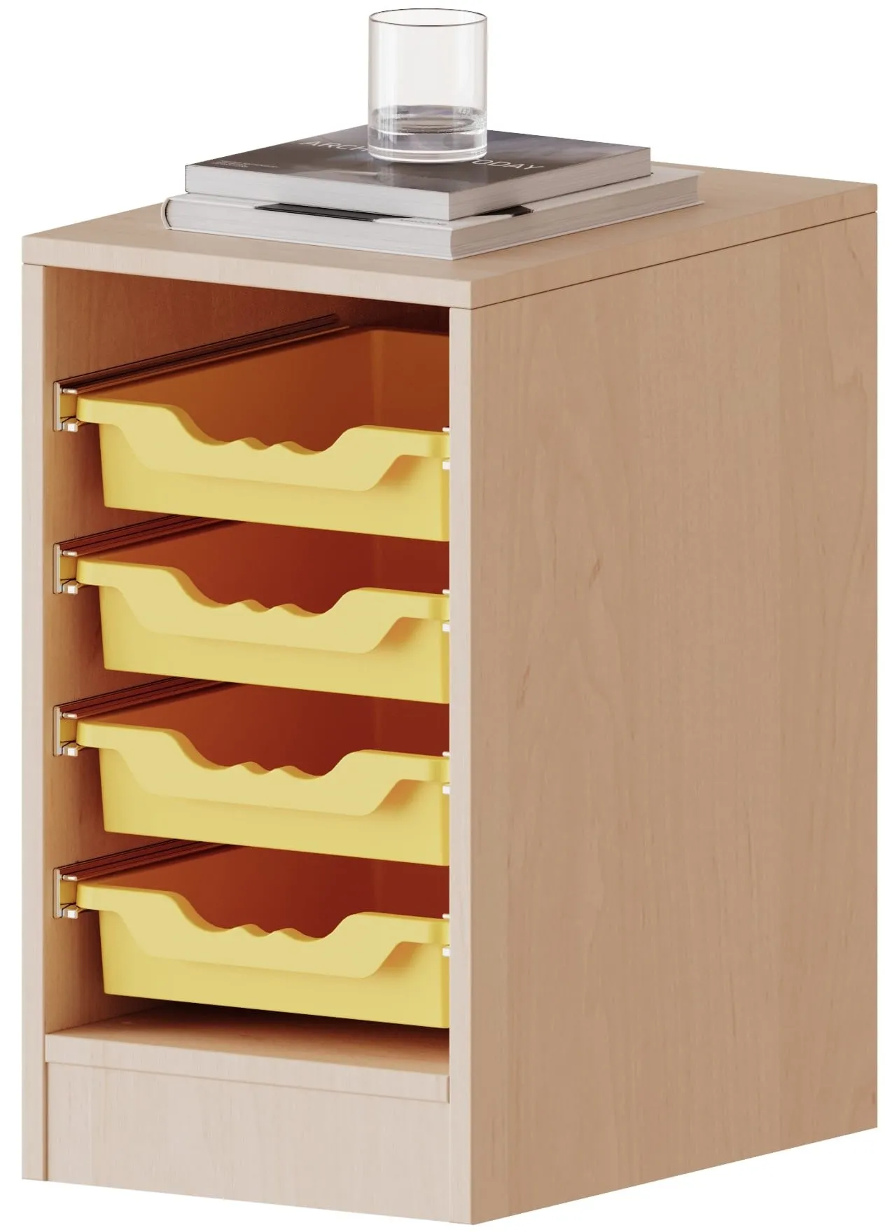 Regal mit 4 flachen ErgoTray Boxen, B/H 36,1 x 64 cm - EVO180 Serie