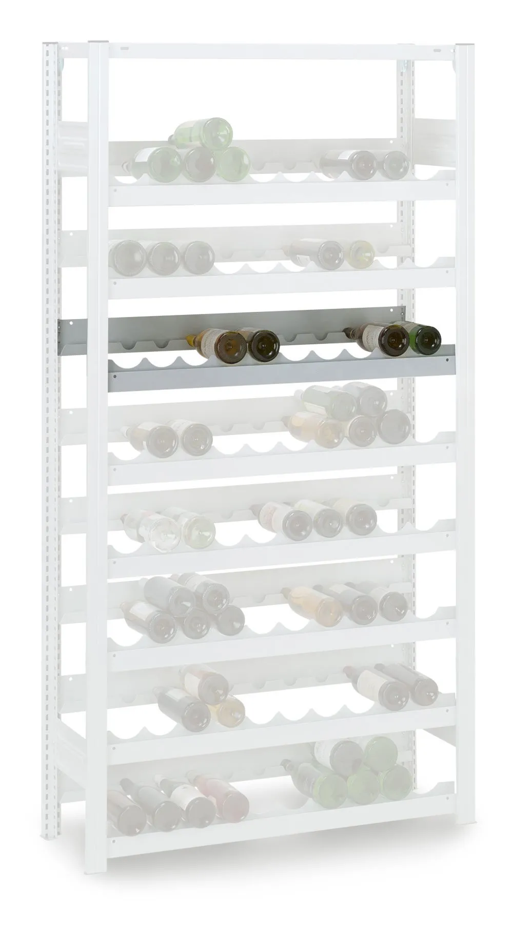 Zusatzebene für Weinregal Stecksystem T-Profil | BxT 130x30cm | Fachlast 35kg | Lichtgrau