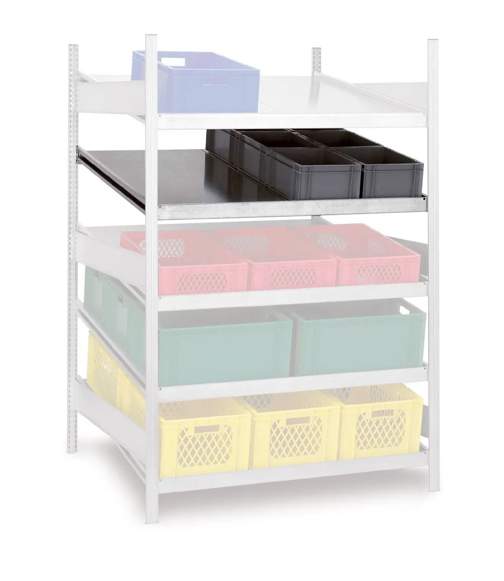 Zusatzebene für Kanbanregal Stecksystem T-Profil | BxT 130x120cm | Verzinkt