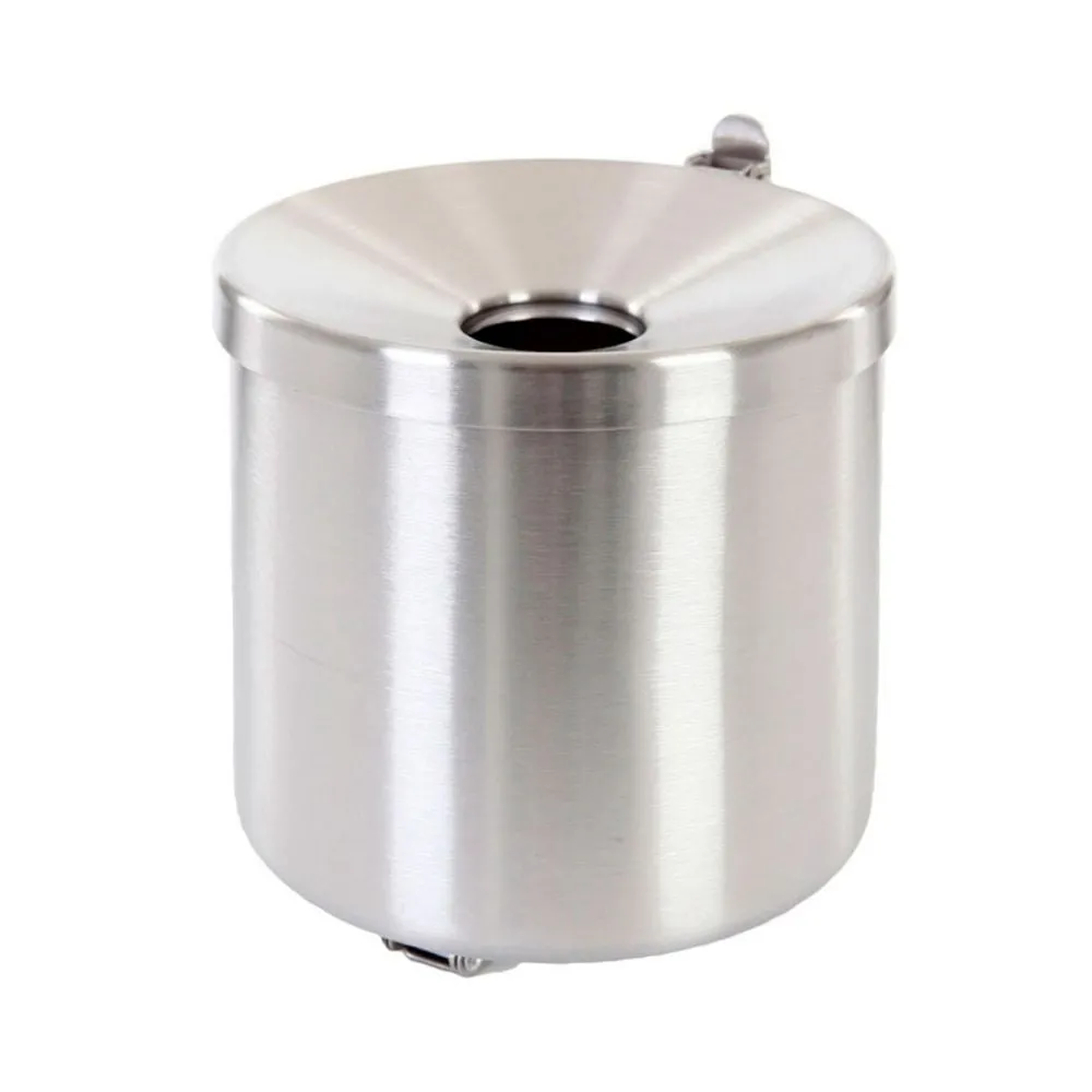 Runder Sicherheits-Wandaschenbecher mit Kippvorrichtung | 2 Liter, HxØ 16x16cm | Edelstahl | Silber