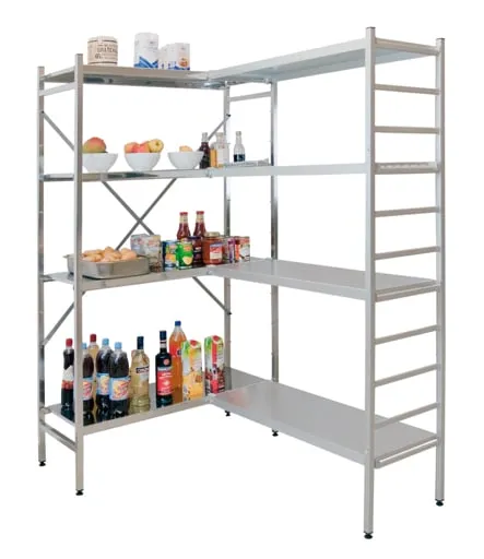 Schulte Lebensmittelregal | Anbauregal | HxBxT 195x80x50cm | 4 Fachböden | Fachlast 150kg | Edelstahl