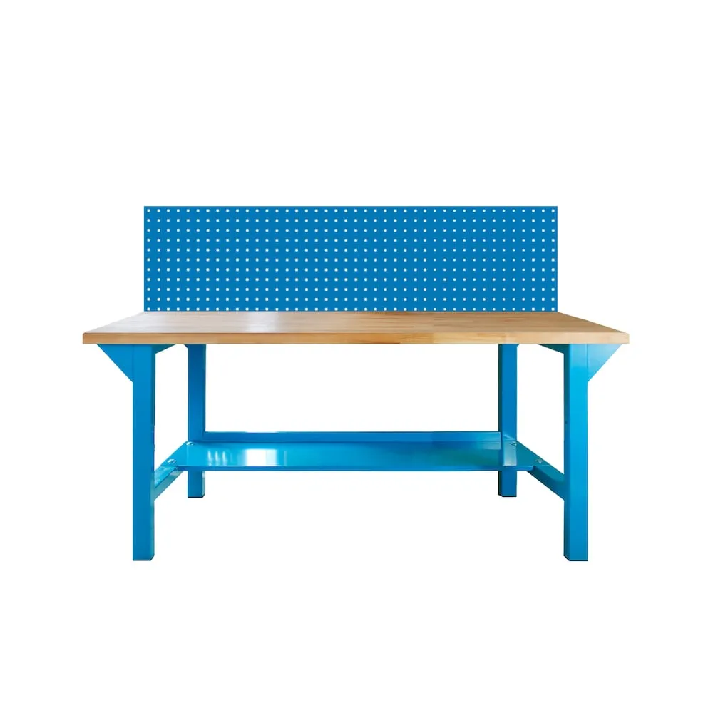 Werkbank Giant Rhino Plus mit Lochplatte | HxBxT 131x200x70cm | Traglast 500kg | Lichtblau