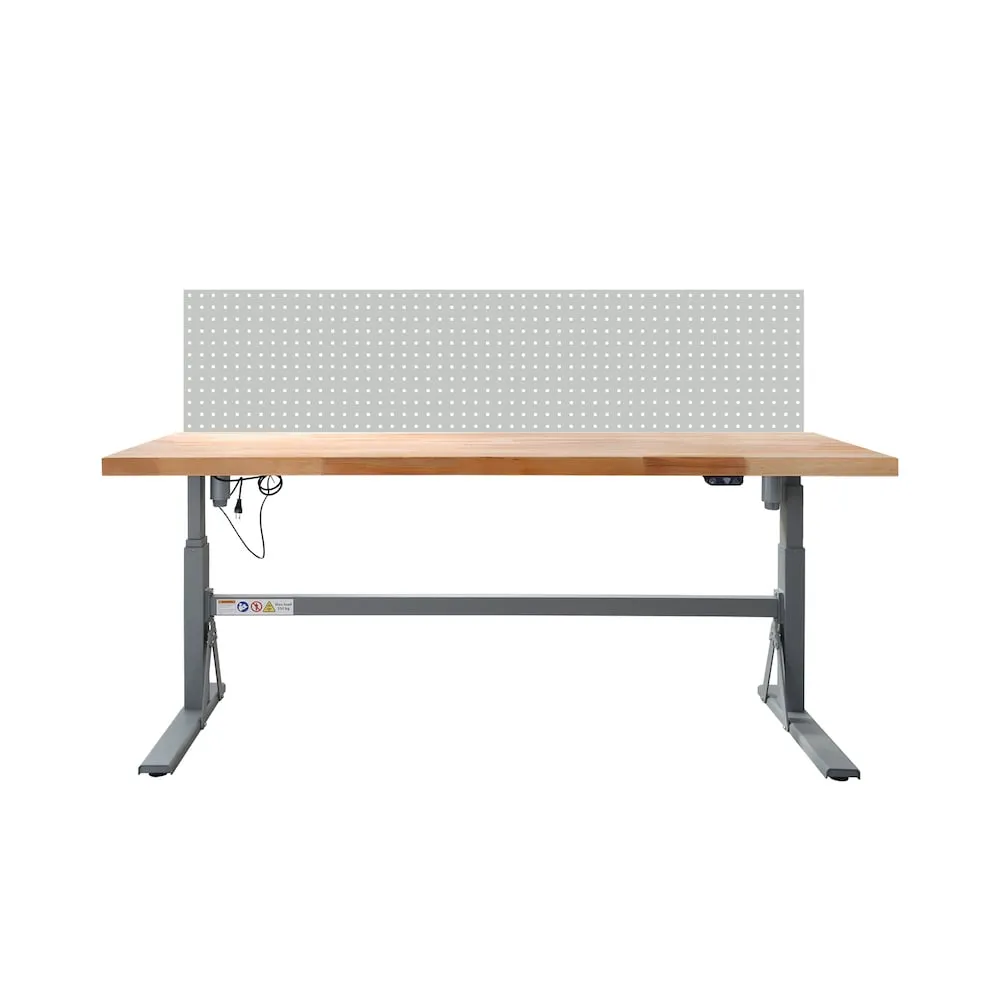 Höhenverstellbare Werkbank Giant Rhino mit Lochplatte | HxBxT 70-117x200x75cm | Traglast 300kg | Staubgrau/Lichtgrau