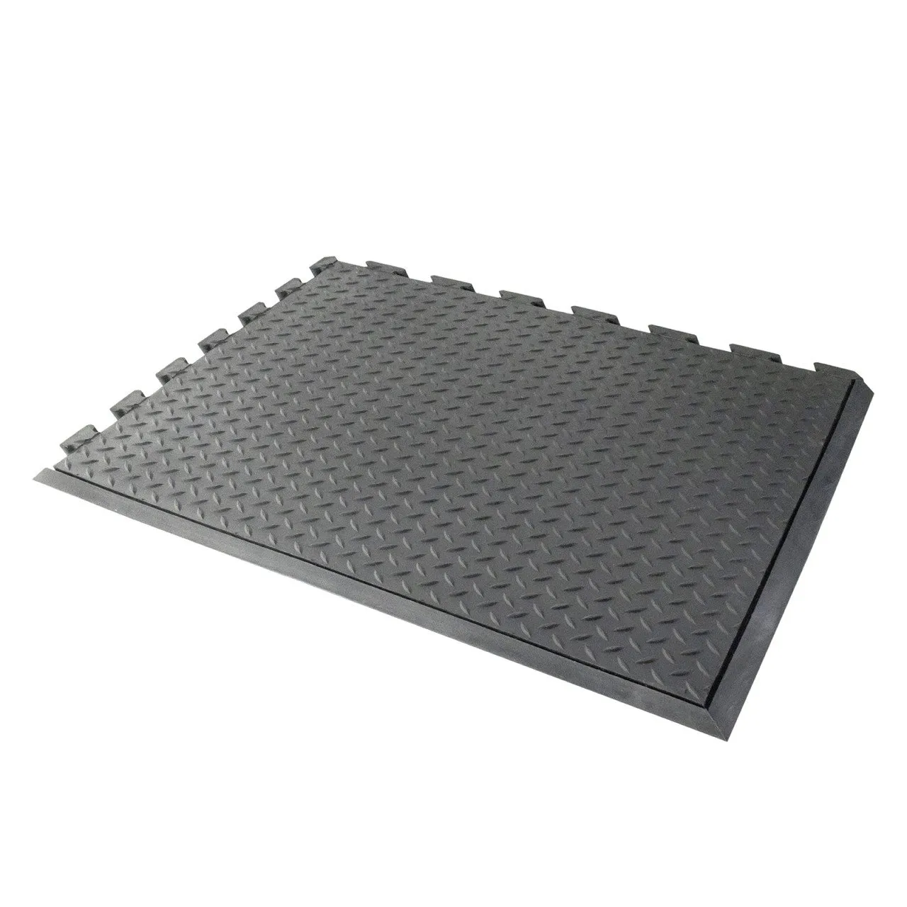 Anti-Ermüdungs-Gummifliese Eckstück Rechts | BxL 70x78cm | Stärke 1,2cm | Schwarz
