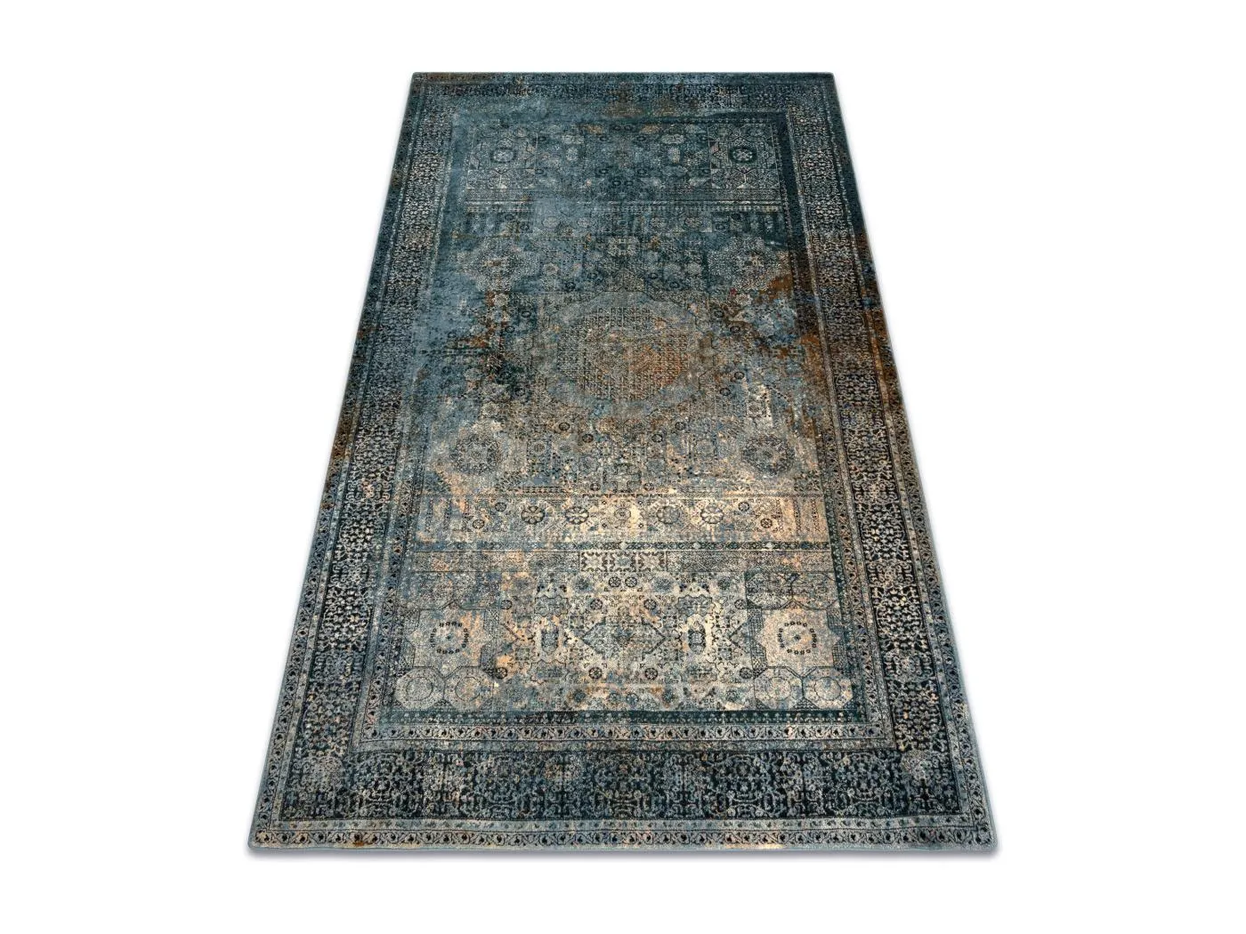 Wollteppich OMEGA Mamluk Vintage, Rosette Dunkelblau 135x200 cm