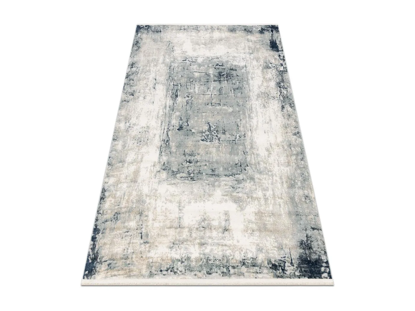 DISTIN 0845A weiß / marineblau / blau moderner Teppich - Abstraktion, 160x230 cm