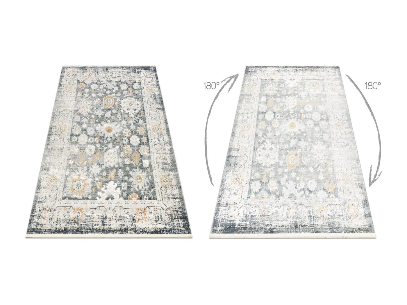 DISTIN 0835A grau / hellgrau / weiß moderner Teppich - Ornament, Rahm 160x230 cm