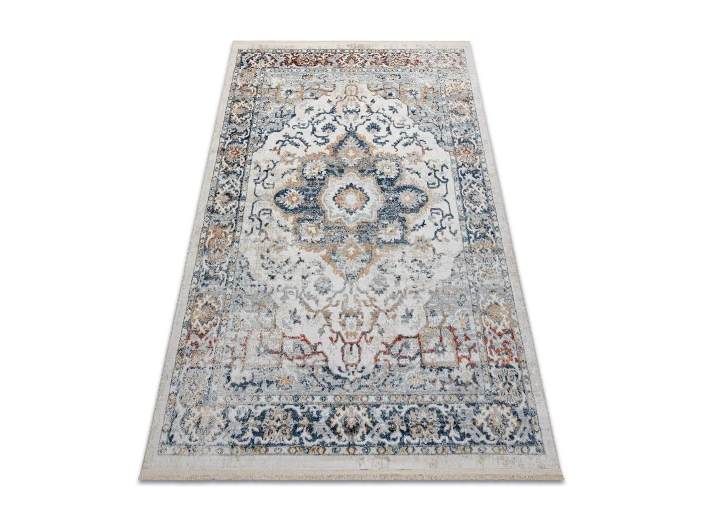 DISTIN 0834A marineblau / blau / gelb / terrakotta moderner Teppich -  120x170 cm