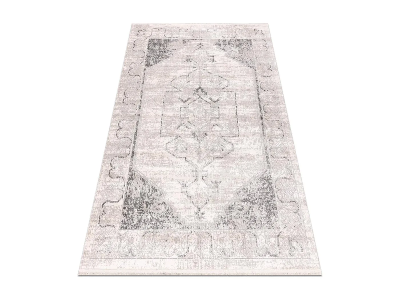 DISTIN 0107B grau / hellgrau / weiß moderner Teppich - Ornament, Rahm 80x150 cm