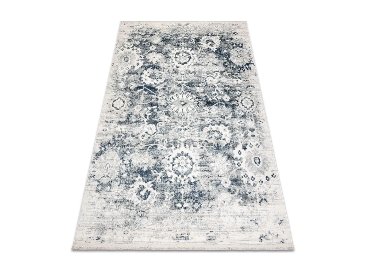 DISTIN 0822A marineblau / blau / weiß moderner Teppich - Rosette, Vin 200x290 cm