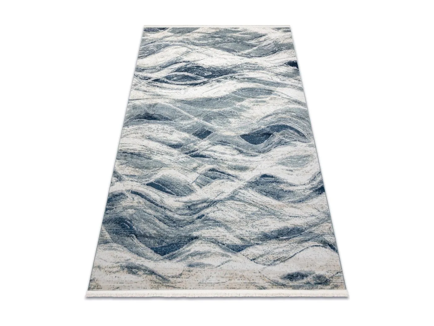 DISTIN 0849A marineblau / blau / weiß moderner Teppich - Wellen, Vint 200x290 cm