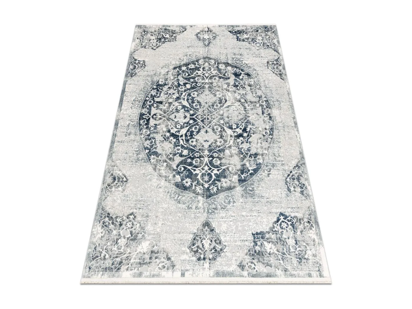 DISTIN 0820A marineblau / blau / weiß moderner Teppich - Ornament, Vi 120x170 cm