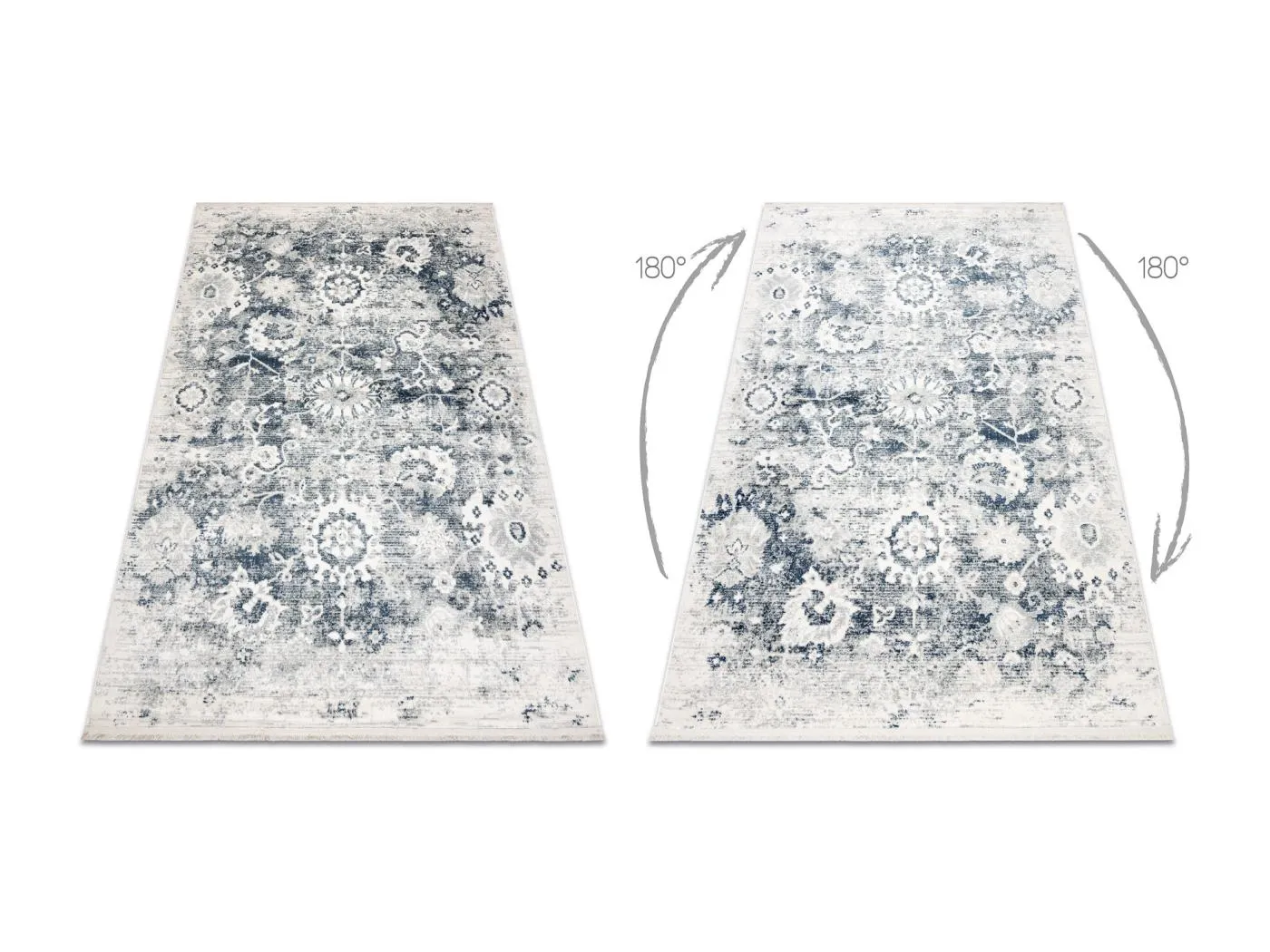 DISTIN 0822A marineblau / blau / weiß moderner Teppich - Rosette, Vin 120x170 cm