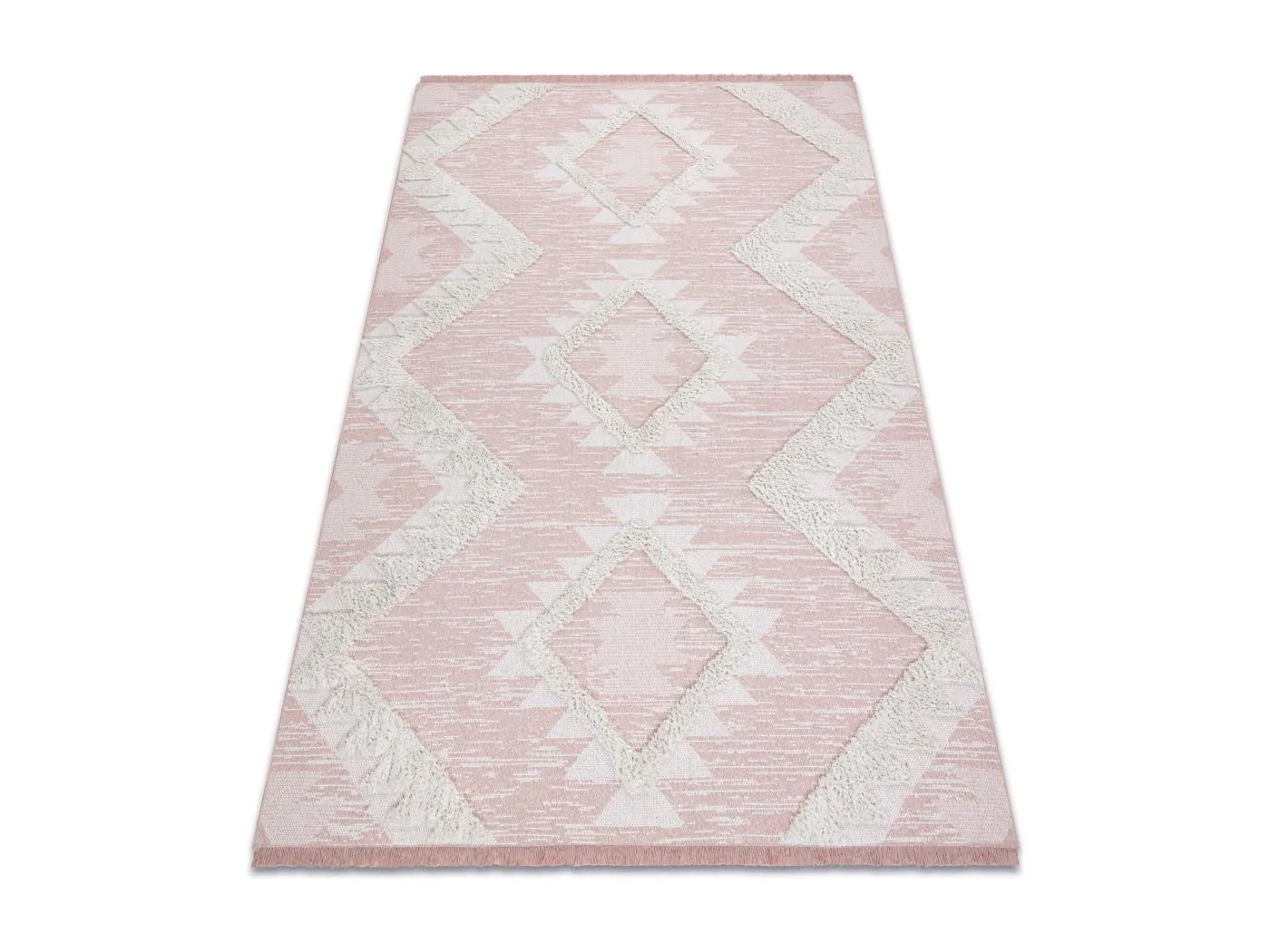 Teppich ÖKO SISAL BOHO MOROC Diamanten 22312 Franse - zwei Ebenen aus 194x290 cm