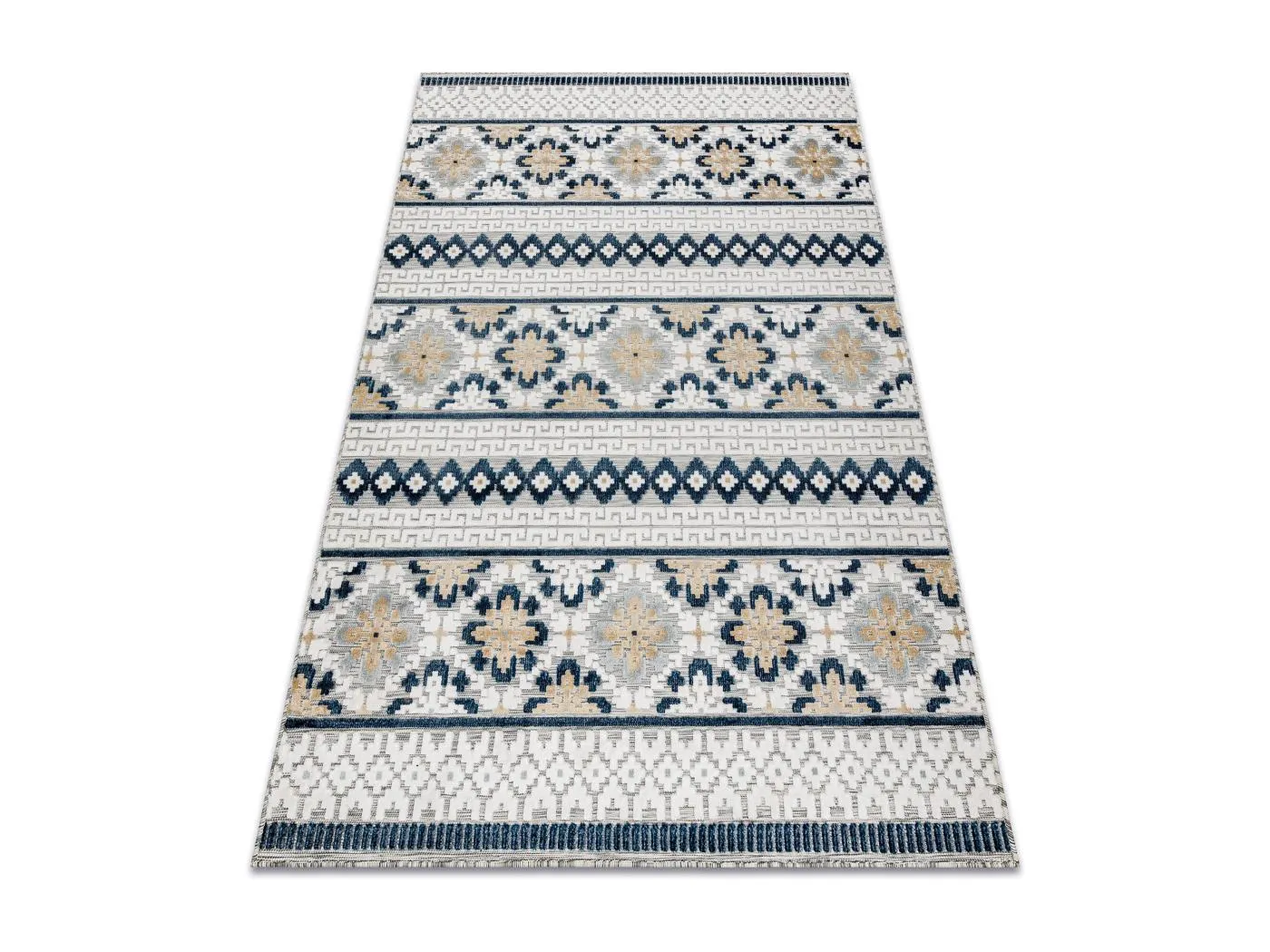 Teppich Strukturell BOTANIC 65252 Boho, flach gewebt für Balkon, Terr 157x220 cm