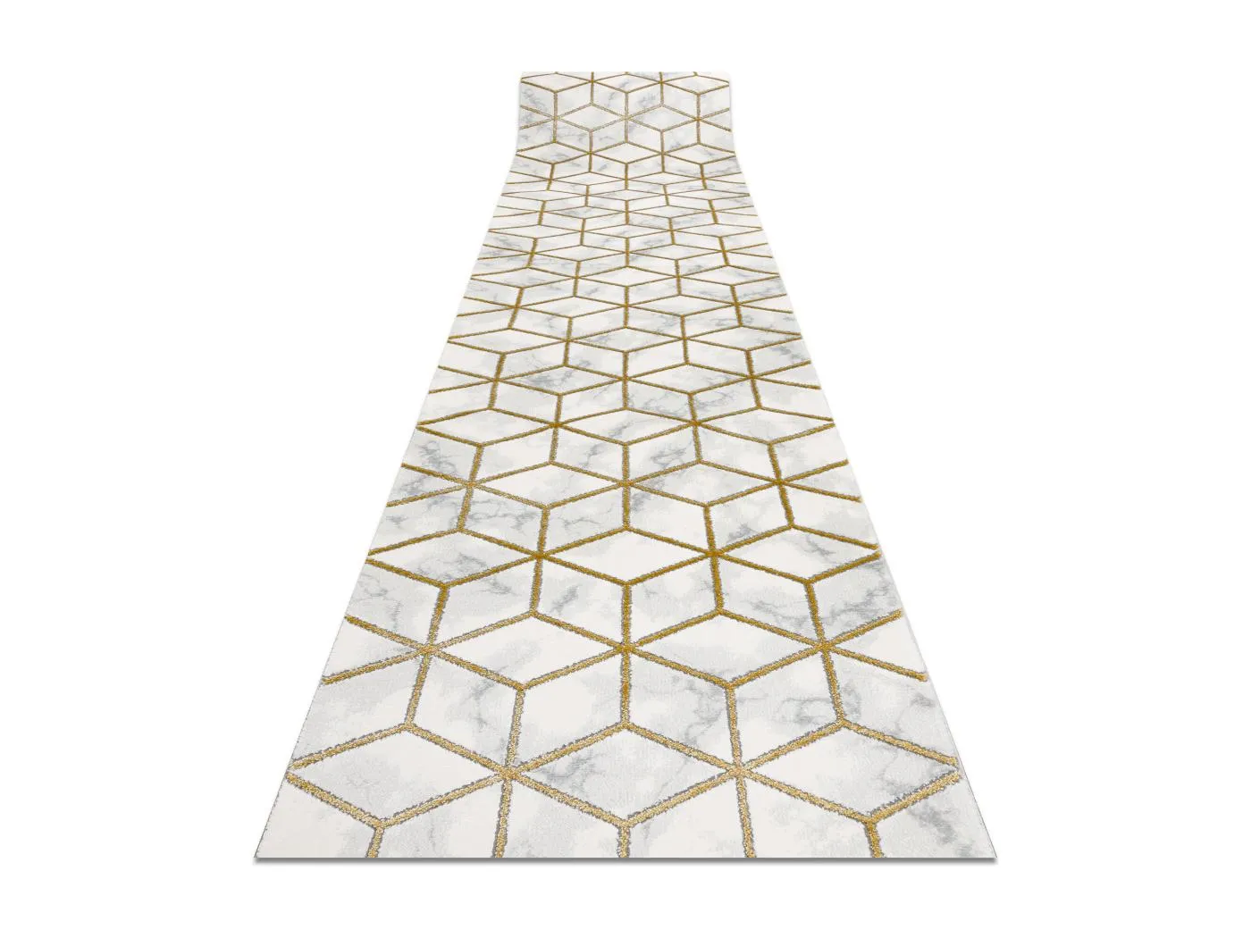 Exklusiv EMERALD Läufer 1014 glamour, stilvoll Würfel creme / gold 70x750 cm