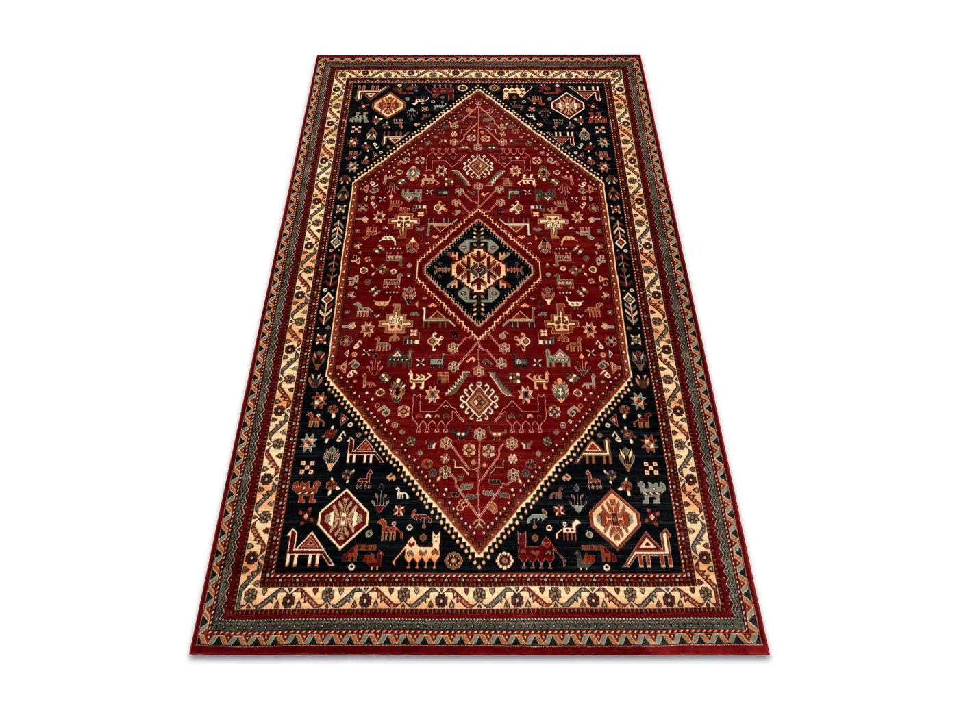 Wollteppich KASHQAI 4364 301 orientalisch, Rahmen rotwein / schwarz 80x160 cm