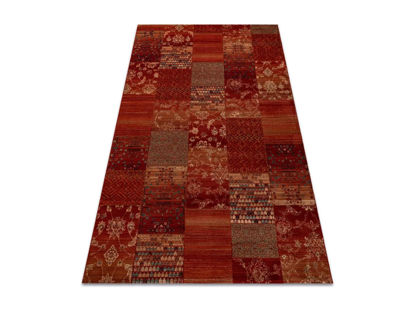 Wollteppich KASHQAI 4327 300 Patchwork rotwein  160x240 cm