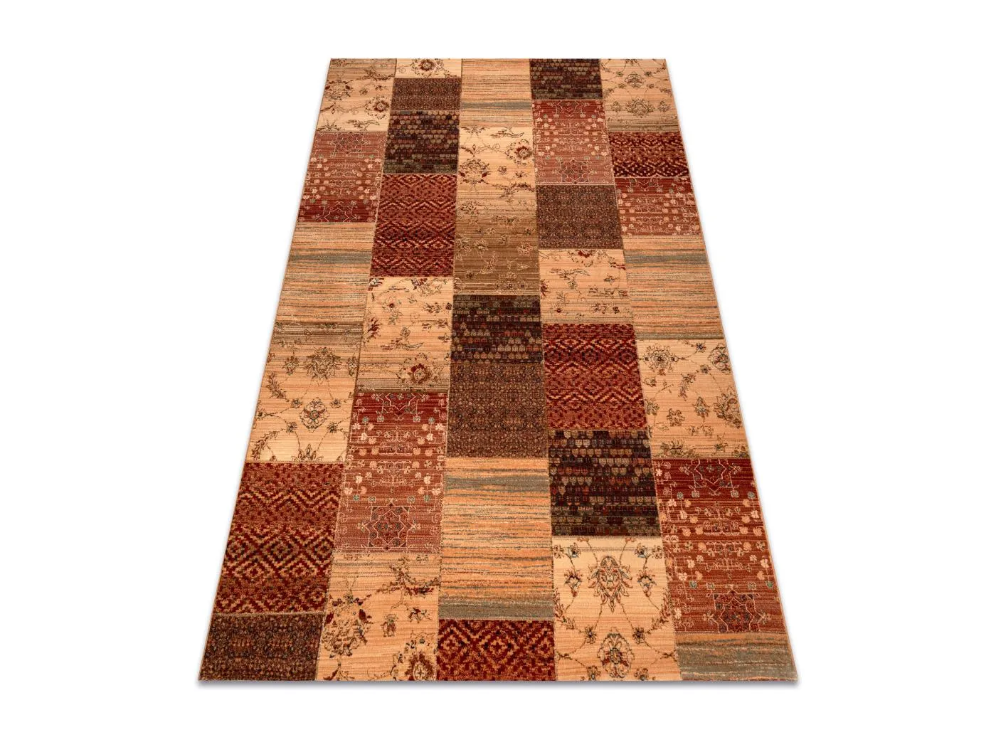 Wollteppich KASHQAI 4327 101 Patchwork Terrakotta 67x130 cm