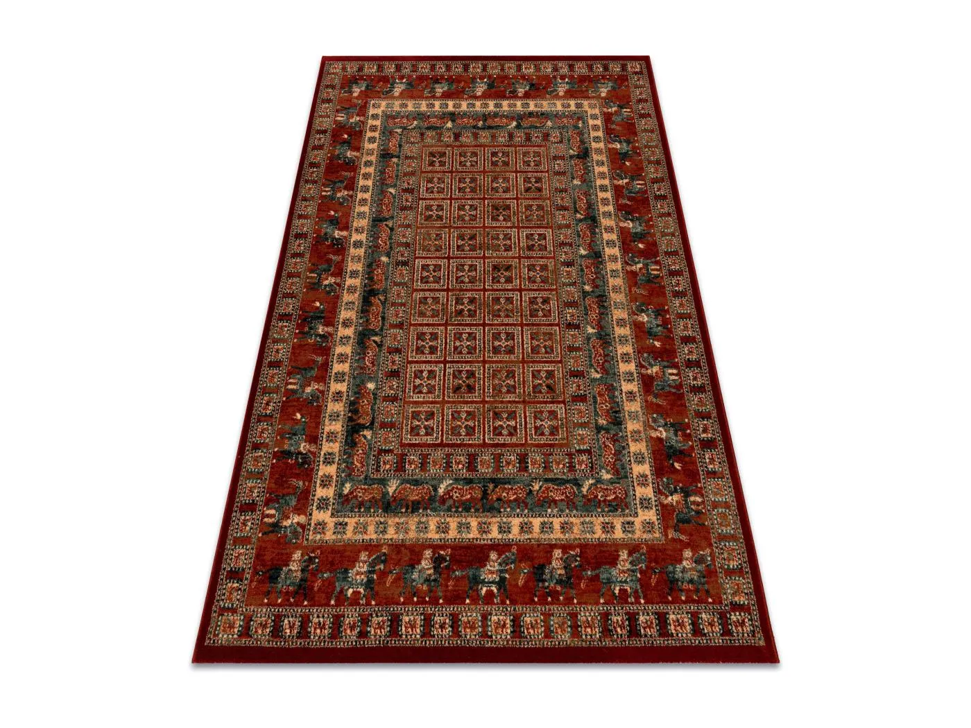 Wollteppich KASHQAI 4301 300 orientalisch, Rahmen Terrakotta / grün 160x240 cm