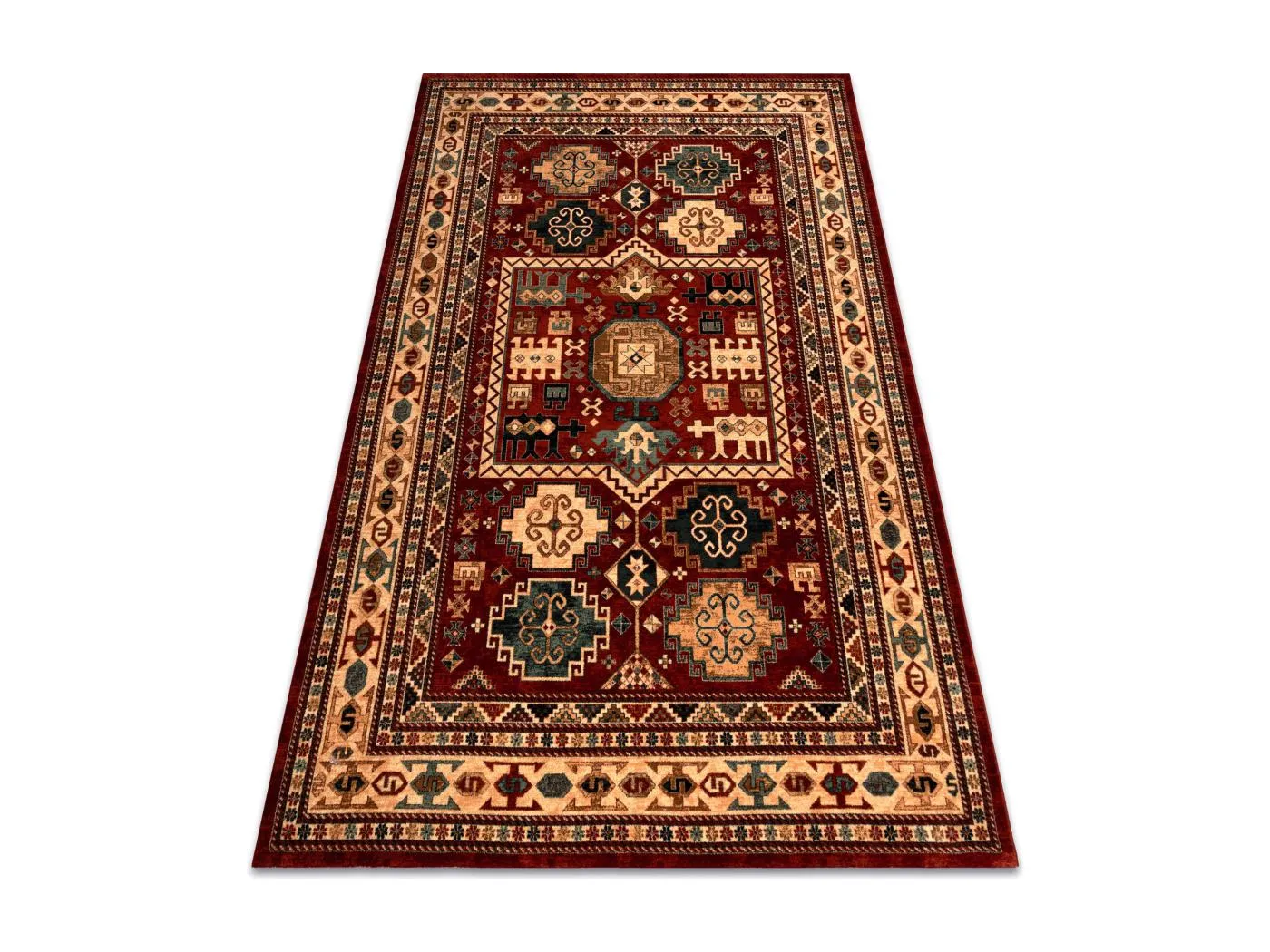 Wollteppich KASHQAI 4306 300 orientalisch, Rahmen Terrakotta / beige 67x130 cm