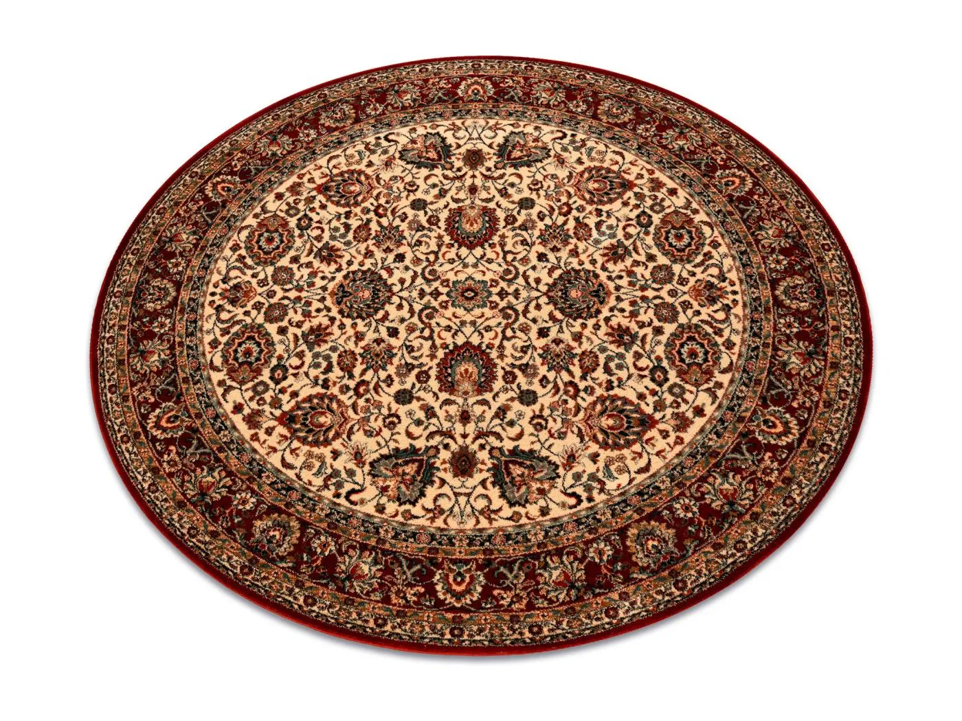 Wollteppich KASHQAI 4362 102 Kreis Ornament beige / rotwein cercle 200 cm