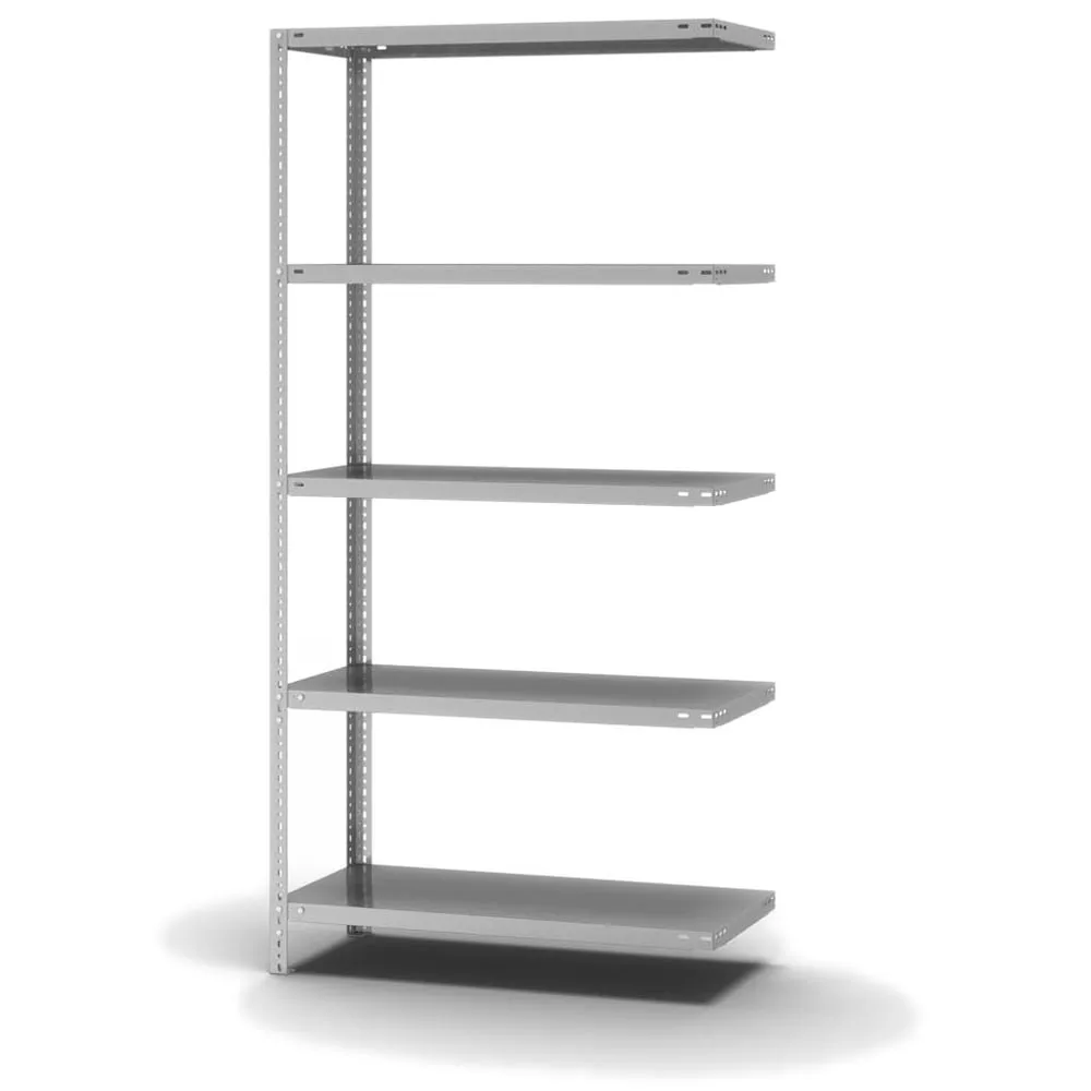 Edelstahl Fachbodenregal Schraubsystem | Anbauregal | HxBxT 200x100x40cm | 5 Ebenen | Fachlast 200kg | Edelstahl