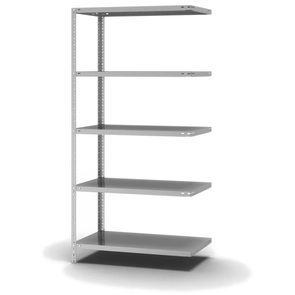 Edelstahl Fachbodenregal Schraubsystem | Anbauregal | HxBxT 200x100x50cm | 5 Ebenen | Fachlast 200kg | Edelstahl