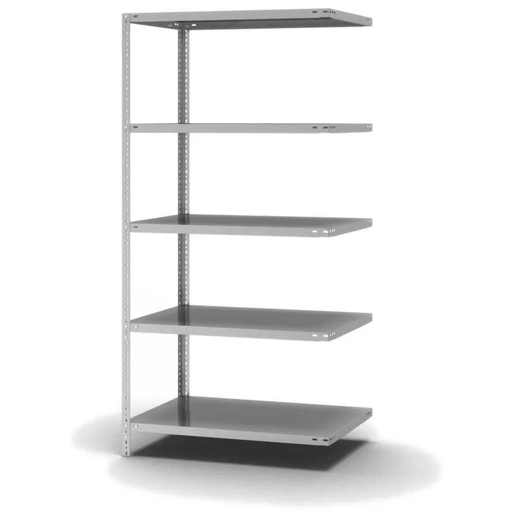 Edelstahl Fachbodenregal Schraubsystem | Anbauregal | HxBxT 200x100x60cm | 5 Ebenen | Fachlast 200kg | Edelstahl